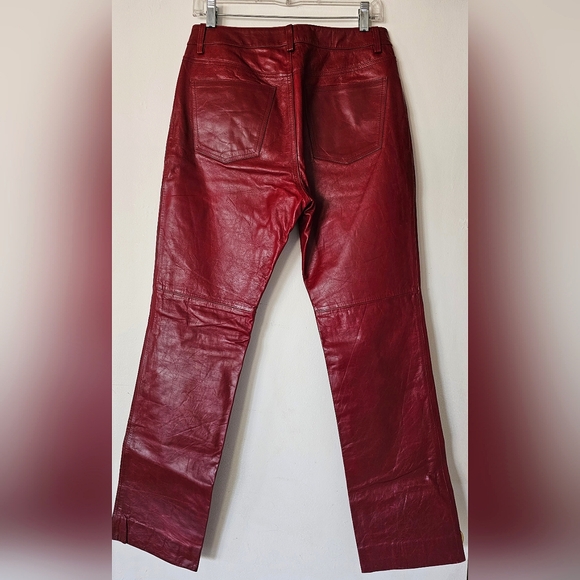 GAP Genuine Leather Burgundy Pants Size 8 - Picture 2 of 4